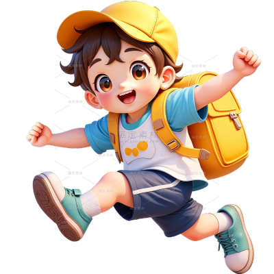 开学季卡通感软3D人物书包元素