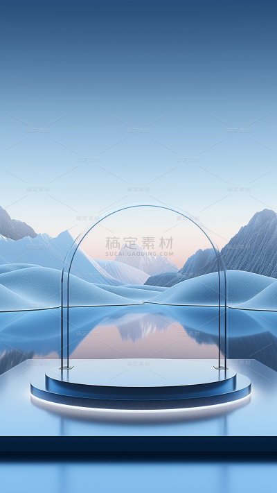 通用合成雪山展台背景素材