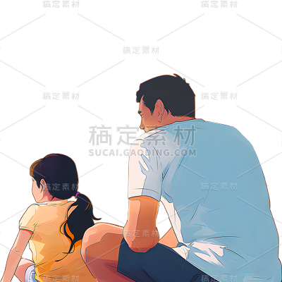 父亲节通用厚涂亲子人物元素