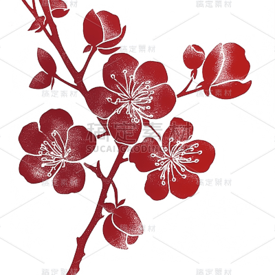 扁平红色梅花花朵