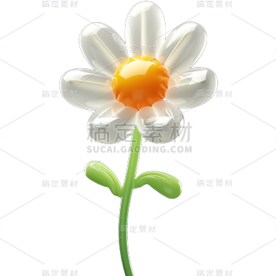 春天春季春日3D充气花朵植物元素素材