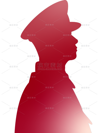八一建军节通用剪影风红色半身人物贴纸元素素材
