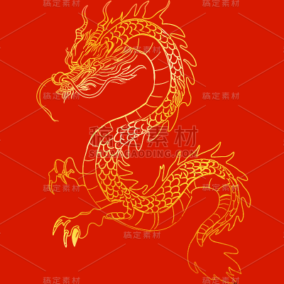 龙年春节过年新年除夕新春2024金色中国风龙纹