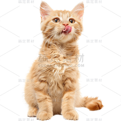 动物系列-通用-写实白黄小猫贴纸