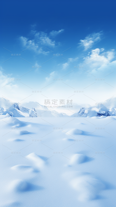 冬季冬天通用简约实景白色雪地雪山天空背景