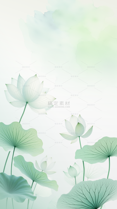 小暑大暑清新感渐变晕染荷叶荷花创意材质背景