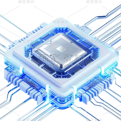 科技风通用3D蓝色AI芯片元素素材