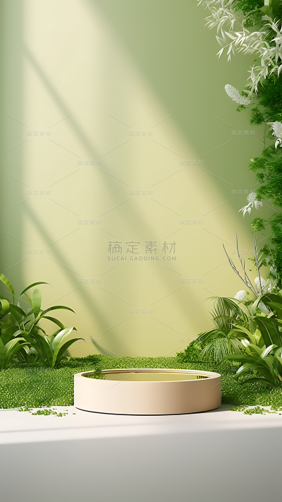 通用电商简约风绿植植物静态场景背景