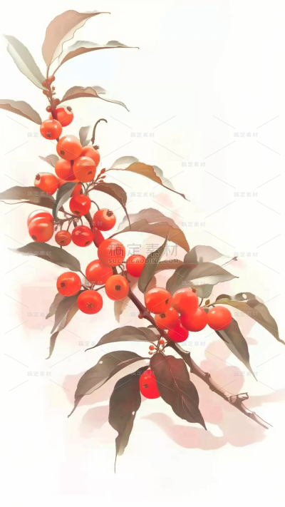 果蔬系列-通用-水彩国风插画水果背景图片