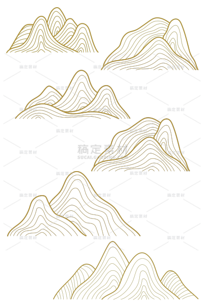通用矢量线条山脉风光元素素材