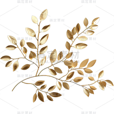 植物通用立体金属树枝元素素材