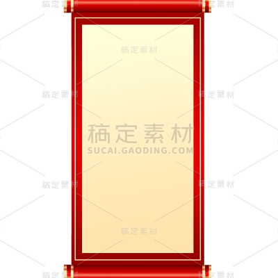 中国风通用中式竖版卷轴元素素材