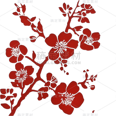 扁平红色梅花花朵