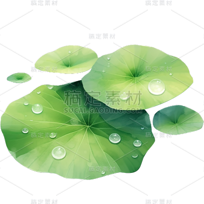 植物通用清新插画绿色荷花荷叶元素素材