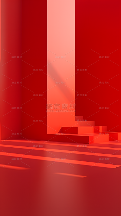 通用简约立体现代感时尚感红色空间背景