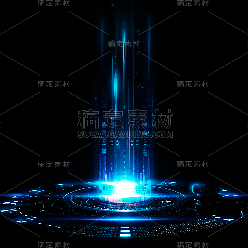 特效通用蓝色传送光束元素素材