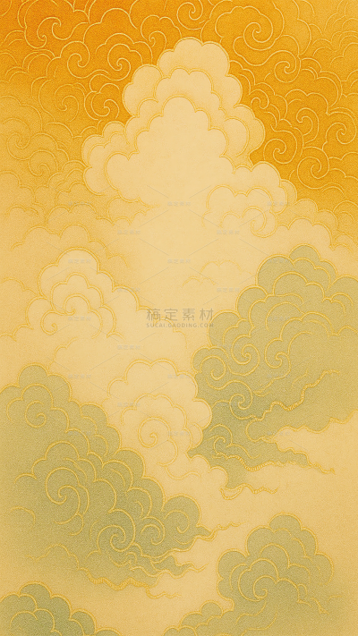 常规国潮风金线祥云背景