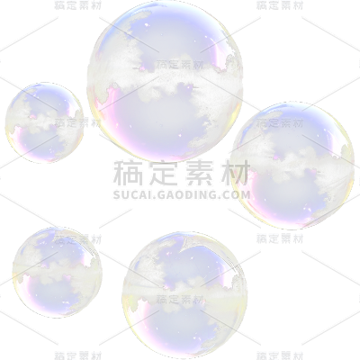 通用简约风多个彩色透明泡泡元素素材