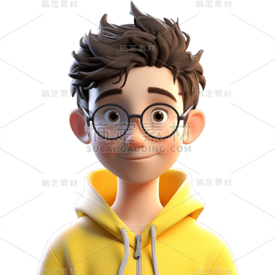3D立体三维教育培训学生男生人物