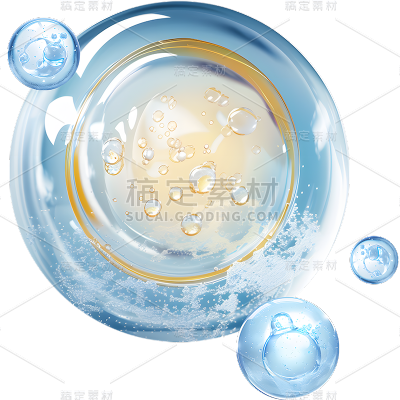 特效通用蓝色水珠精华分子元素素材