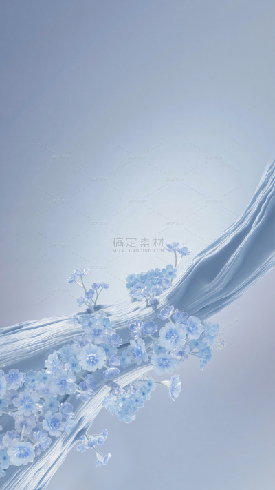 常规背景系列梦幻感水晶树枝花朵展台背景