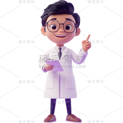 人物系列通用3D皮克斯医生男人物贴纸