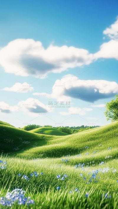 风光系列实景蓝天草地场景背景