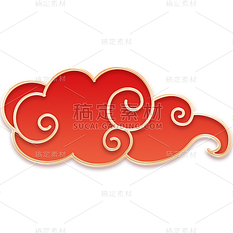 中国风中式红色金边国潮祥云元素素材