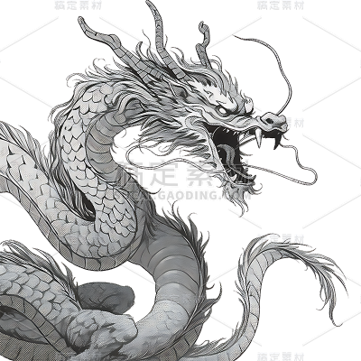 通用插画神话生物中式传统龙元素贴纸