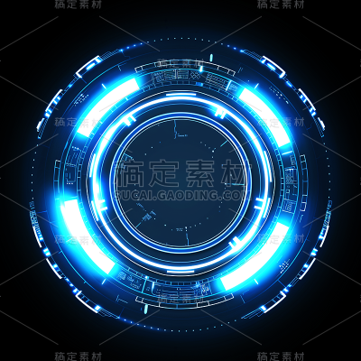 特效通用蓝色科技感光圈元素素材