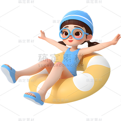 夏天通用3D夏日运动人物元素素材