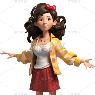3D立体三维教育培训学生女生人物