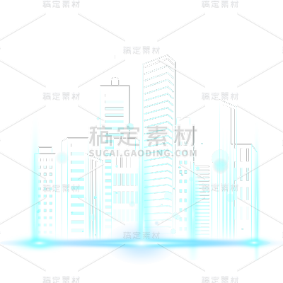 科技风通用插画城市科技光效元素素材