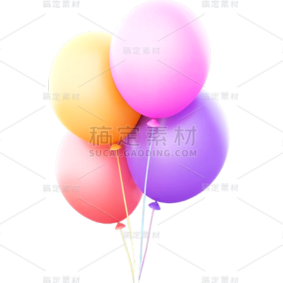 装饰系列彩色3D-多个气球组合通用元素素材