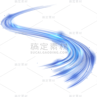 科技风系列插画-蓝色拖尾光芒通用元素素材