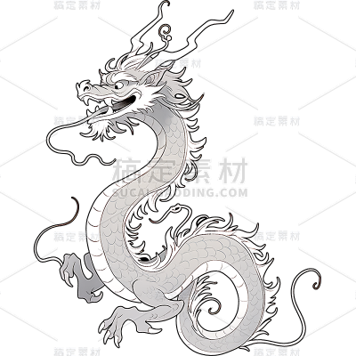 通用插画神话生物中式传统龙元素贴纸