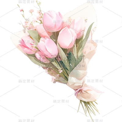 植物通用水彩插画花束元素素材