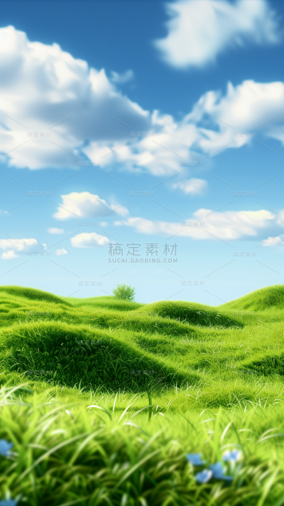 风光系列3D-合成近景草地通用背景素材