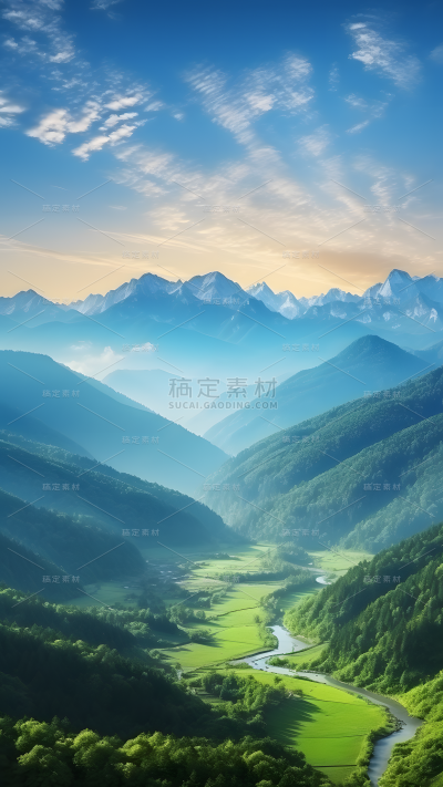 通用唯美自然山川湖水森林青山风景背景
