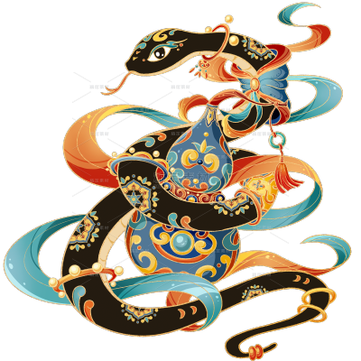 蛇年春节敦煌风插画蛇年IP大尺寸贴纸
