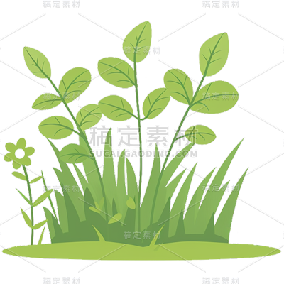 植物通用写实插画草丛元素素材