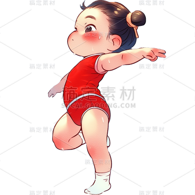 巴黎奥运会可爱Q版插画奥运人物贴纸-体操