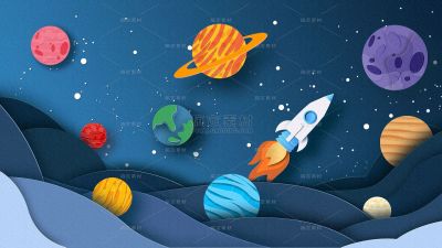 通用剪纸风卡通星球星空背景素材