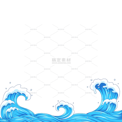 风光系列扁平插画风翻涌的海浪浪花边框