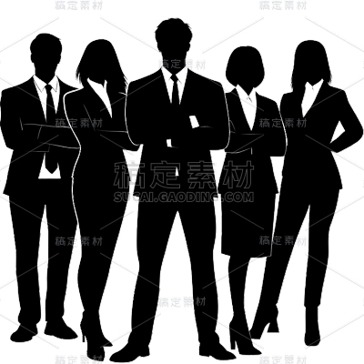 人物系列通用多人同事剪影贴纸