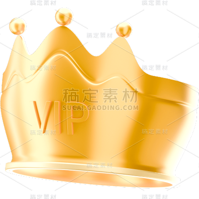 促销通用3D立体C4DVIP金色皇冠元素素材