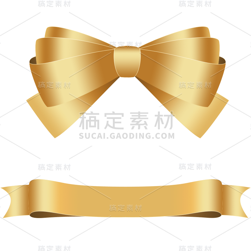 金色矢量装饰丝带元素素材