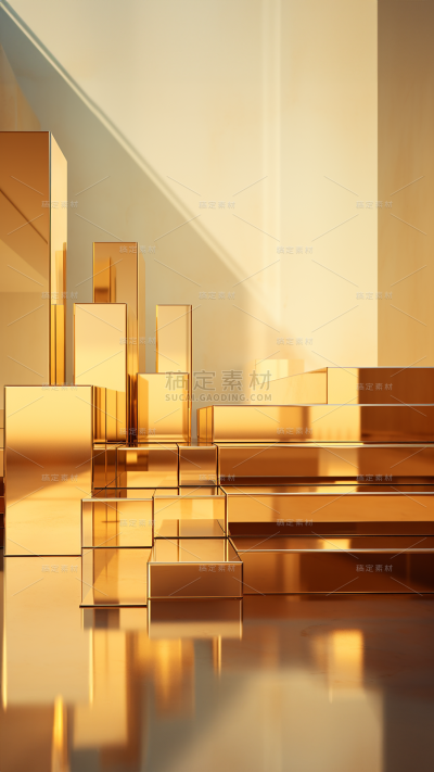 3D立体三维空间金色背景