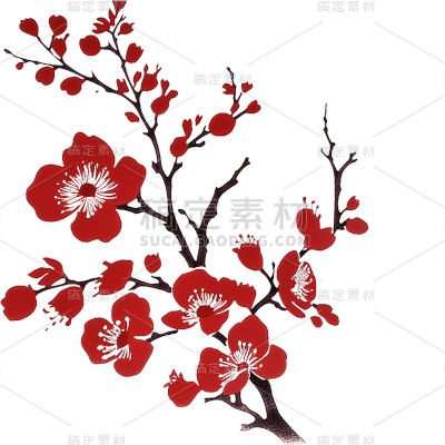 扁平红色梅花花朵