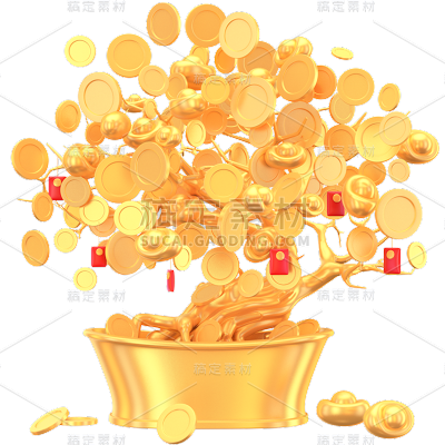 金融发财树3D贴纸套装
